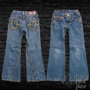 Vintage Y2K Rare True Religion Sunshine yellow Rainbow Joey flare boot Big T 6